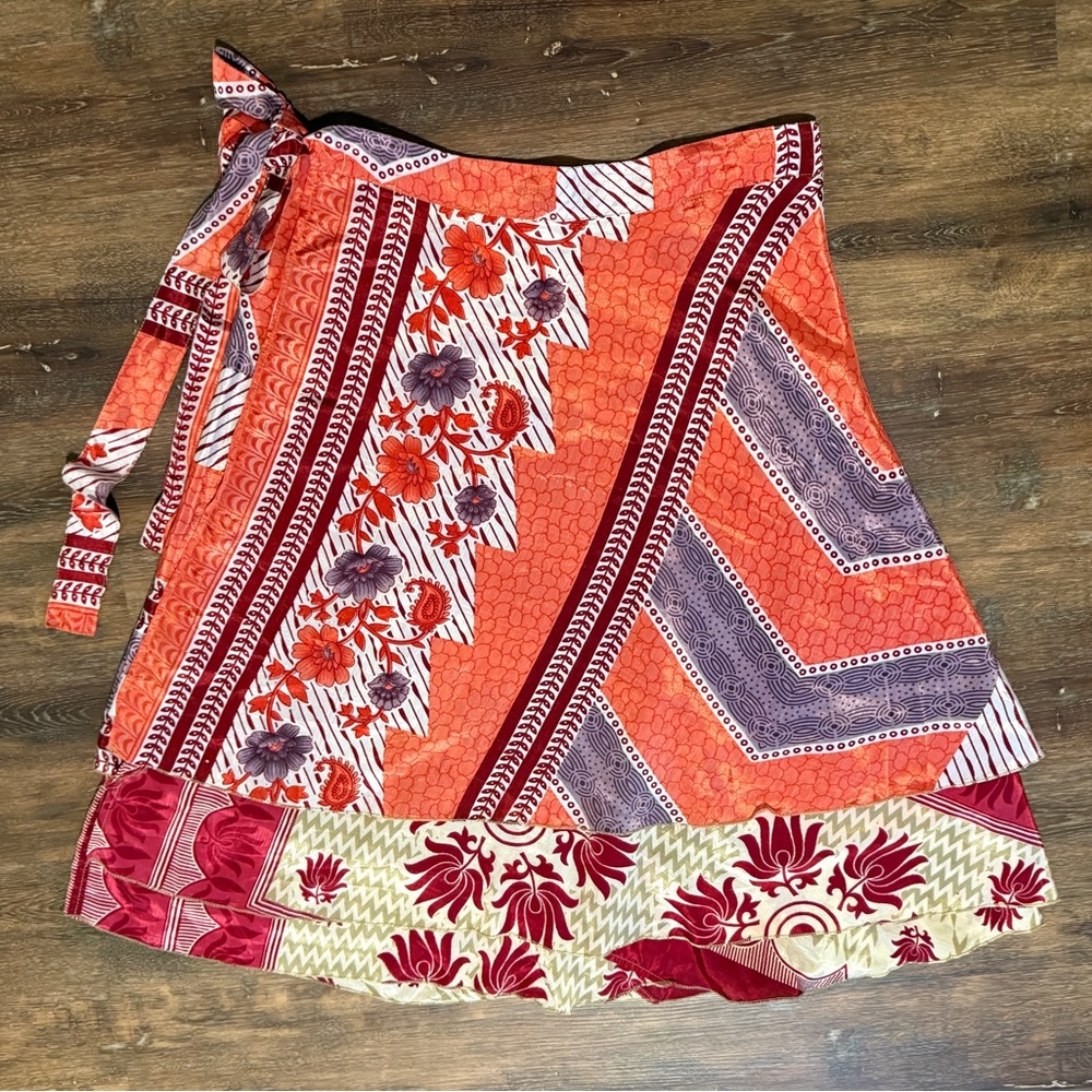 Earthbound | Boho Wrap Skirt | Patchwork Print Midi Skirt | OS - Picture 5 of 11